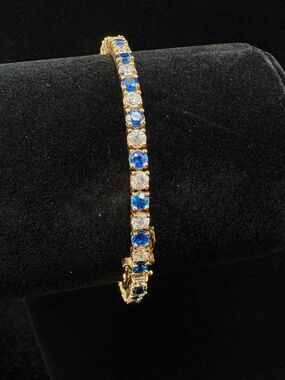 Vintage Gold Plated Sterling Silver Tennis Bracelet with CZ stones